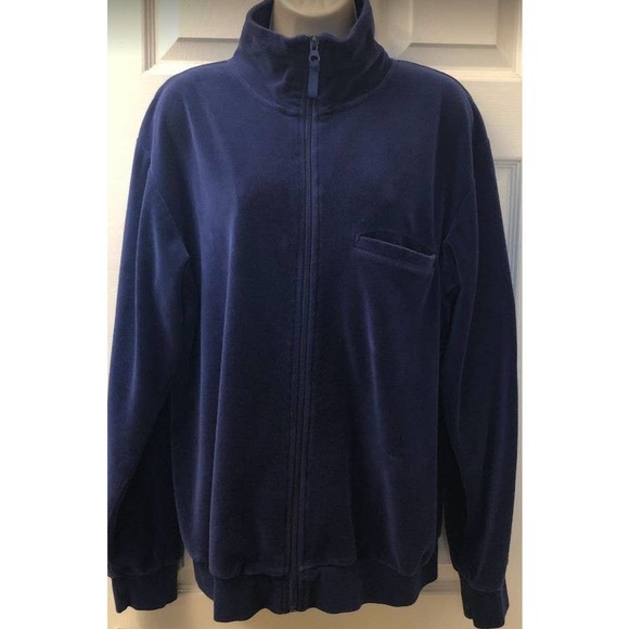 Vintage Irvine Park Women's Blue Velour Jacket Medium Long Sleeve Retro - Picture 3 of 11